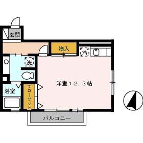 ストゥーディオ雅A棟(ワンルーム/2階)の間取り写真