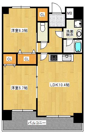 フィオレンティーナ(2LDK/5階)の間取り写真