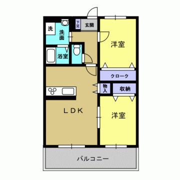 シャトレ有田(2LDK/4階)の間取り写真