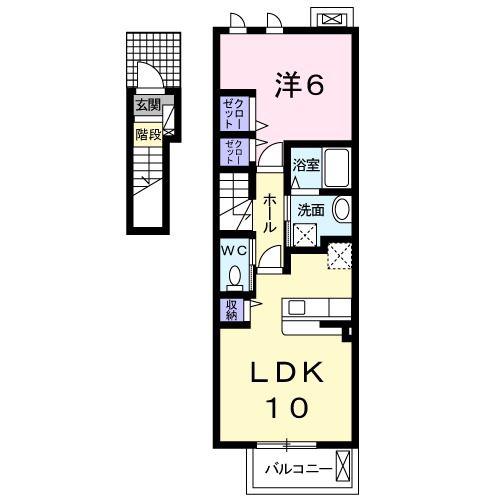 IL SOLE北陽台(1LDK/2階)の間取り写真