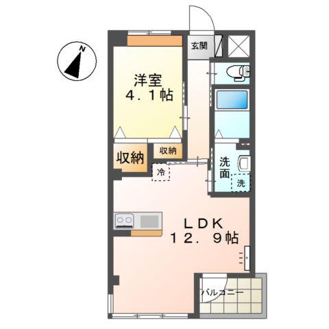 モンテ・スリーズ(1LDK/2階)の間取り写真
