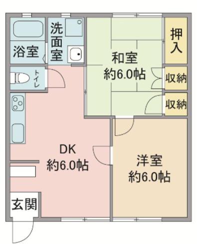ウエストハイツ(2DK/1階)の間取り写真