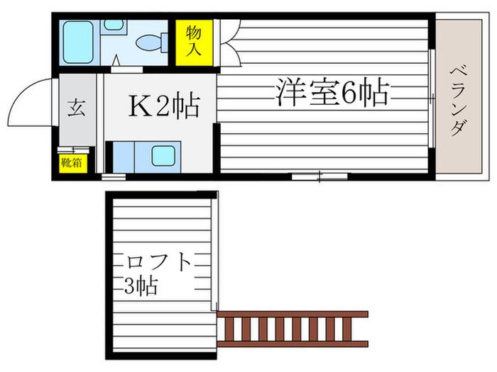 プリドールゲン(1K/2階)の間取り写真