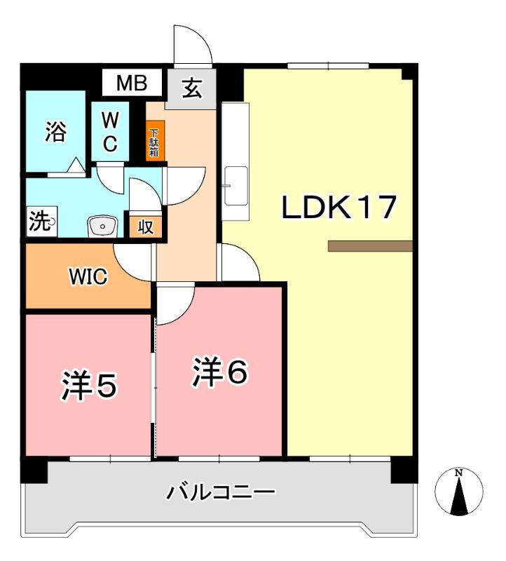 清幸マンション野田(2LDK/7階)の間取り写真