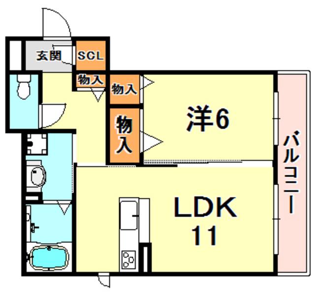 オーキッドヴィラ(1LDK/3階)の間取り写真
