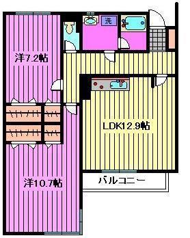 ＪＲ京浜東北線 北浦和駅 徒歩10分 3階建 築22年(2LDK/2階)の間取り写真
