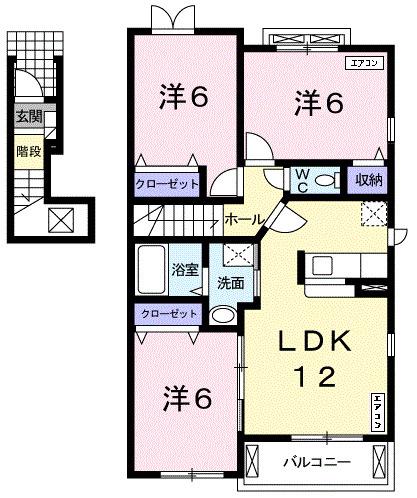 わかやま電鉄貴志川線 貴志駅 徒歩35分 2階建 築15年(3LDK/2階)の間取り写真