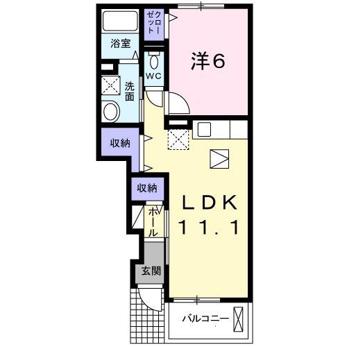 湘南新宿ライン高海 井野駅(群馬) 徒歩24分 2階建 築15年(1LDK/1階)の間取り写真