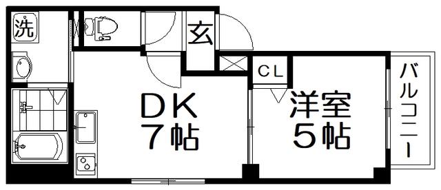 PARKS枚方(1DK/4階)の間取り写真