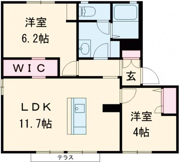 ボルトシティ熊取3(2LDK/1階)の間取り写真