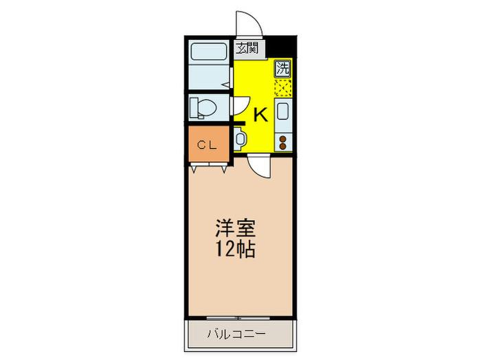 ルセール(1K/2階)の間取り写真