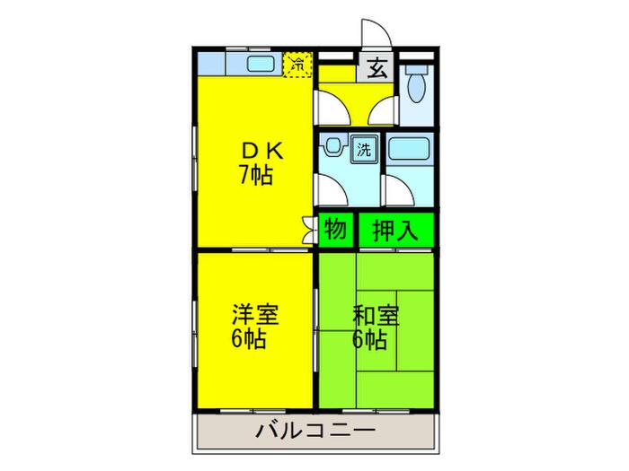 プルミエ(2DK/2階)の間取り写真
