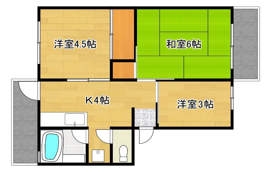 第一住田マンション(3K/2階)の間取り写真