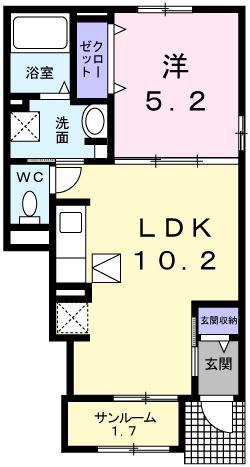 ラ・グラシアII(1LDK/1階)の間取り写真