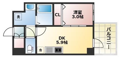 セレニテ新大阪グランデ シュッド(1DK/12階)の間取り写真