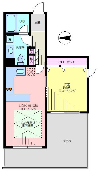 THE KASUGAYAMA(1LDK/1階)の間取り写真