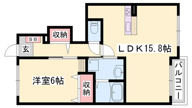 クール・ヴィヴァーチェ B棟(1LDK/1階)の間取り写真