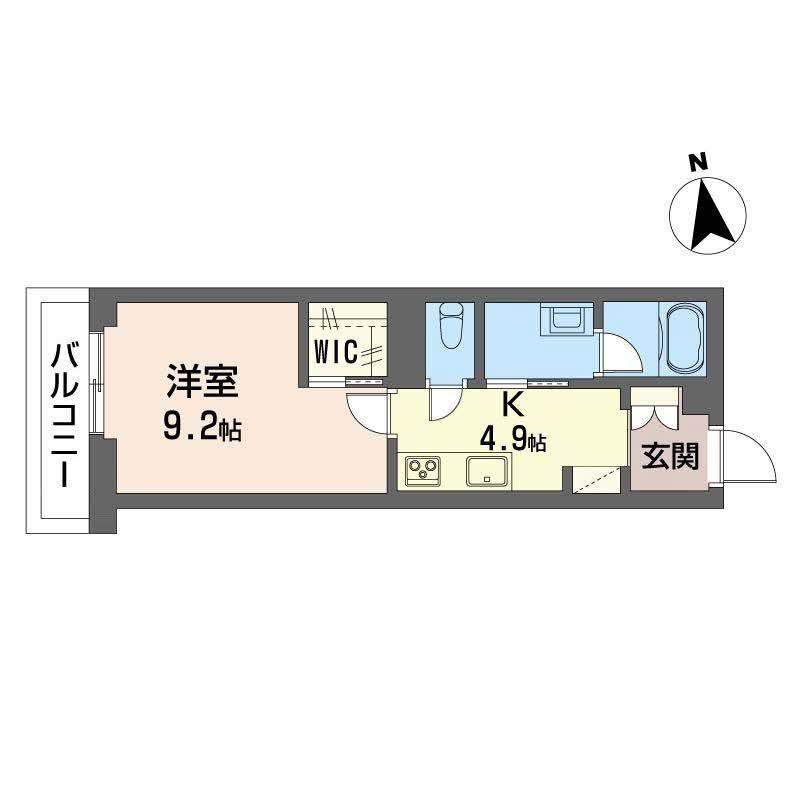 ロッシェ榴岡(1K/3階)の間取り写真