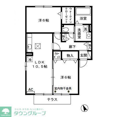 ラフィネ・ドミール 弐番館(2LDK/1階)の間取り写真