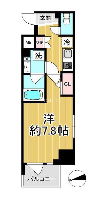 コンシェリア浜松町 MASTERS VILLA(1K/4階)の間取り写真