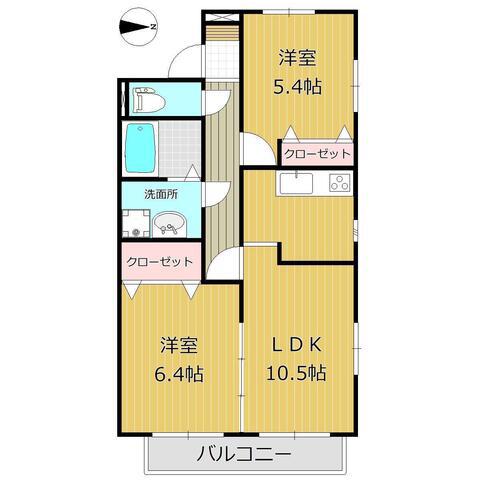 グランフィネス(2LDK/2階)の間取り写真