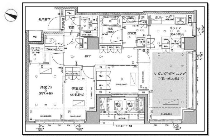 グランスイート広尾(2SLDK/6階)の間取り写真