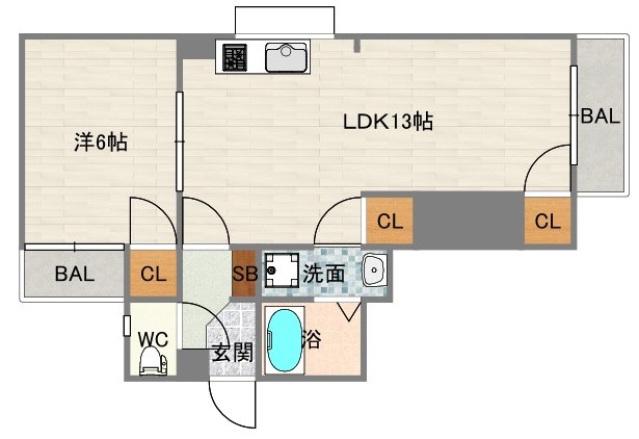 メゾンエスポワール(1LDK/4階)の間取り写真