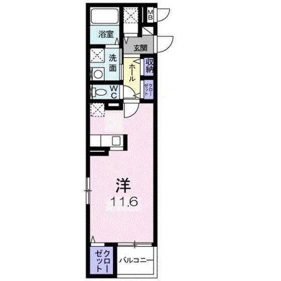 フルールアベニュー(ワンルーム/3階)の間取り写真
