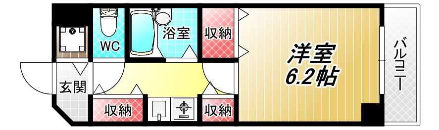 コーポ陣内III(1K/3階)の間取り写真