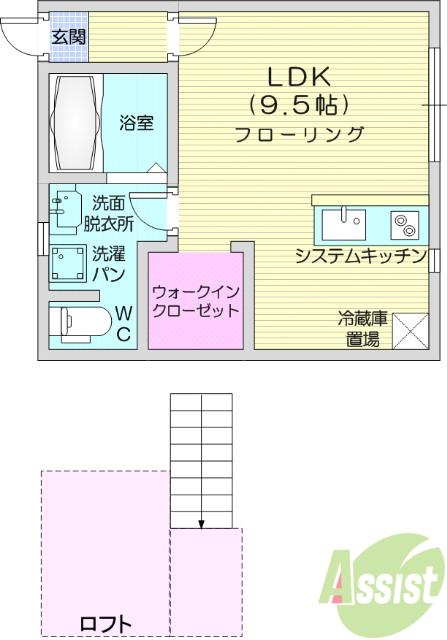 ラ・コッリーナ青葉(ワンルーム/2階)の間取り写真