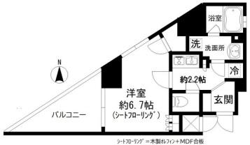 GRAND三軒茶屋ウエスト(1K/5階)の間取り写真