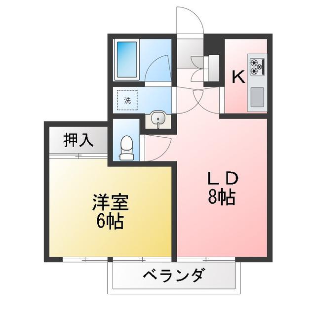 ヤマキ第7ユニアス(1LDK/2階)の間取り写真