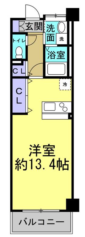 キャッスル常滑 南棟(ワンルーム/1階)の間取り写真