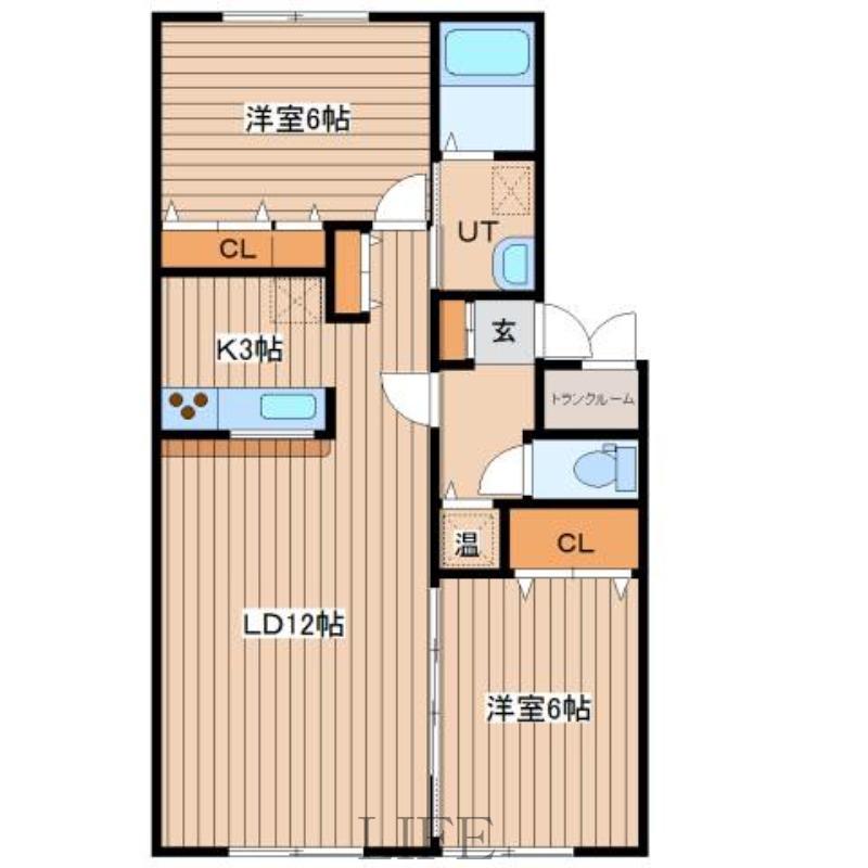 グレース平和(2LDK/1階)の間取り写真