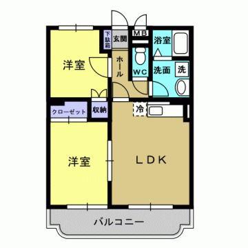 Y・MコスモスII(2LDK/1階)の間取り写真