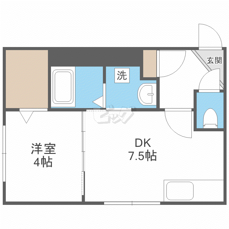 ブランノワール煌(1LDK/4階)の間取り写真