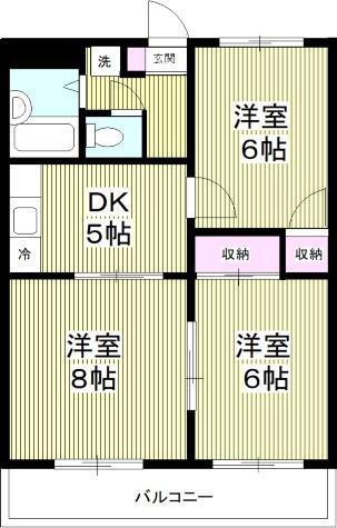 STELLAR金杉(3DK/1階)の間取り写真