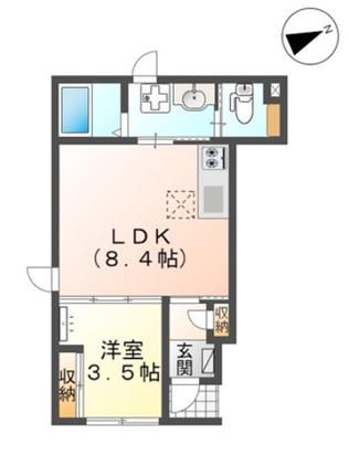 ヒールコートI(1LDK/1階)の間取り写真