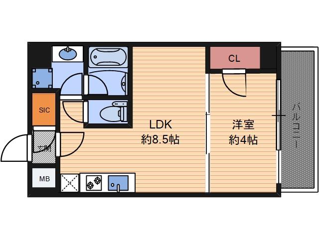 ブエナビスタ江坂広芝町(1LDK/8階)の間取り写真