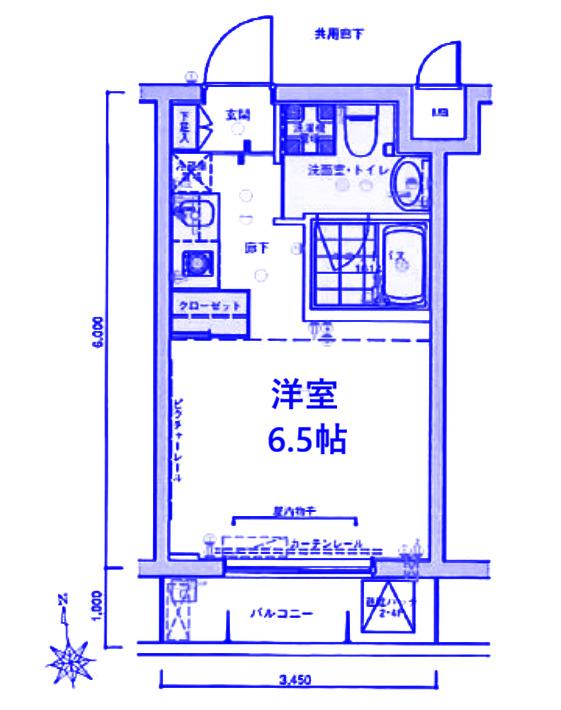バージュアル横濱あざみ野(ワンルーム/1階)の間取り写真
