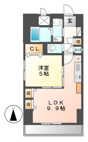プレステージ千種(1LDK/11階)の間取り写真