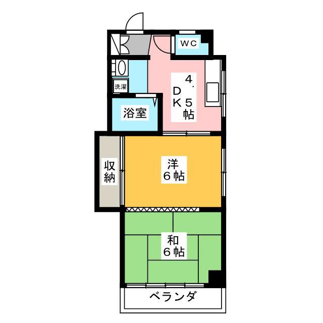 徳田ビル(2DK/4階)の間取り写真