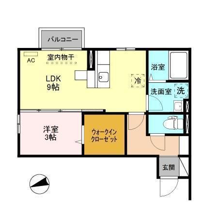 リベールC棟(1LDK/2階)の間取り写真