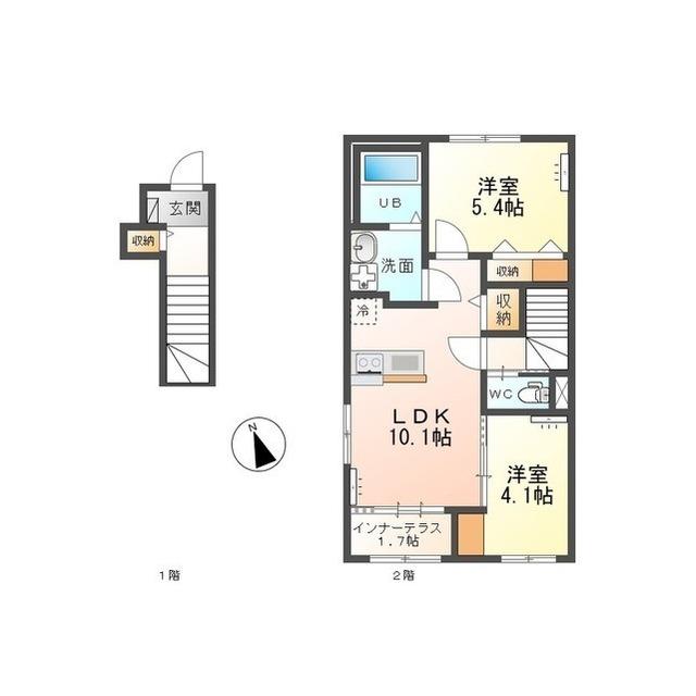 シャインスターアイズ(2LDK/2階)の間取り写真