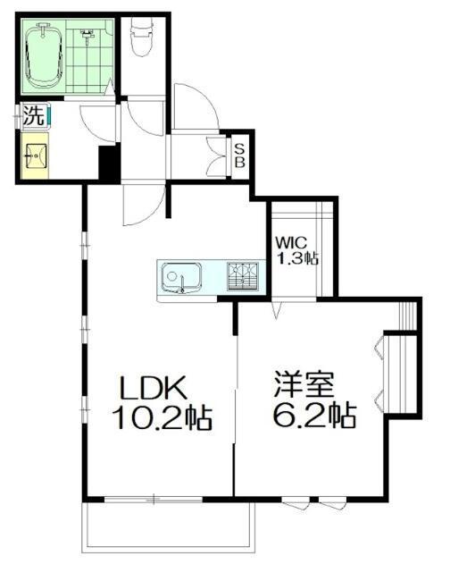 ミルキーウェイ(1LDK/1階)の間取り写真