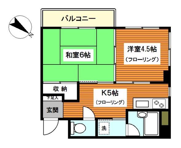 サンクレージュヨコハマ(2K/2階)の間取り写真
