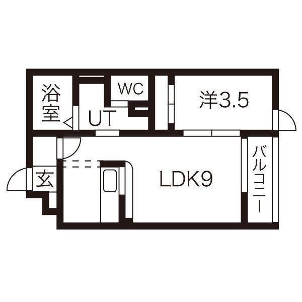 アネシス盛岡(1LDK/2階)の間取り写真