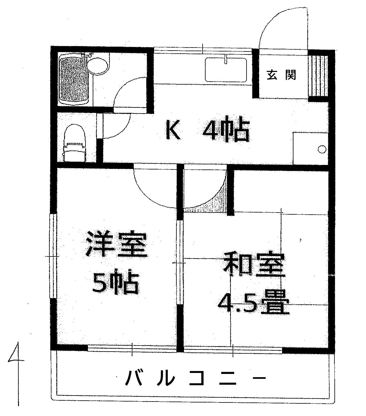 グリーンコーポ(2K/2階)の間取り写真