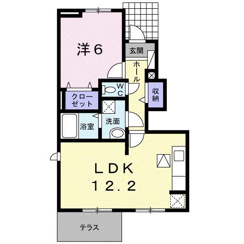 ルミエールコートII(1LDK/1階)の間取り写真