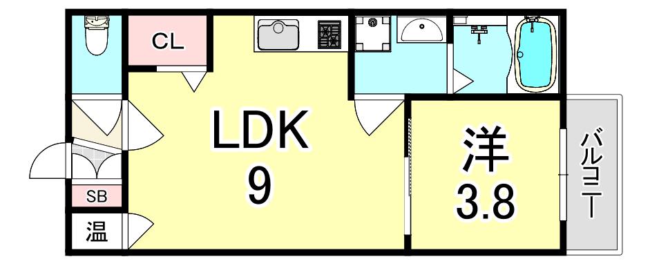 GRANDIR 大和田(1LDK/3階)の間取り写真